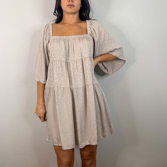 LunaChix Light Tan Ruffle Flowy Shift Dress - Picture 6 of 9